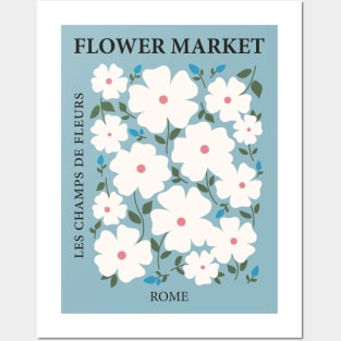 Flower market print, Rome, Blue flower art, Posters aesthetic, Museum poster, Wild rose, Cottagecore Posters and Art